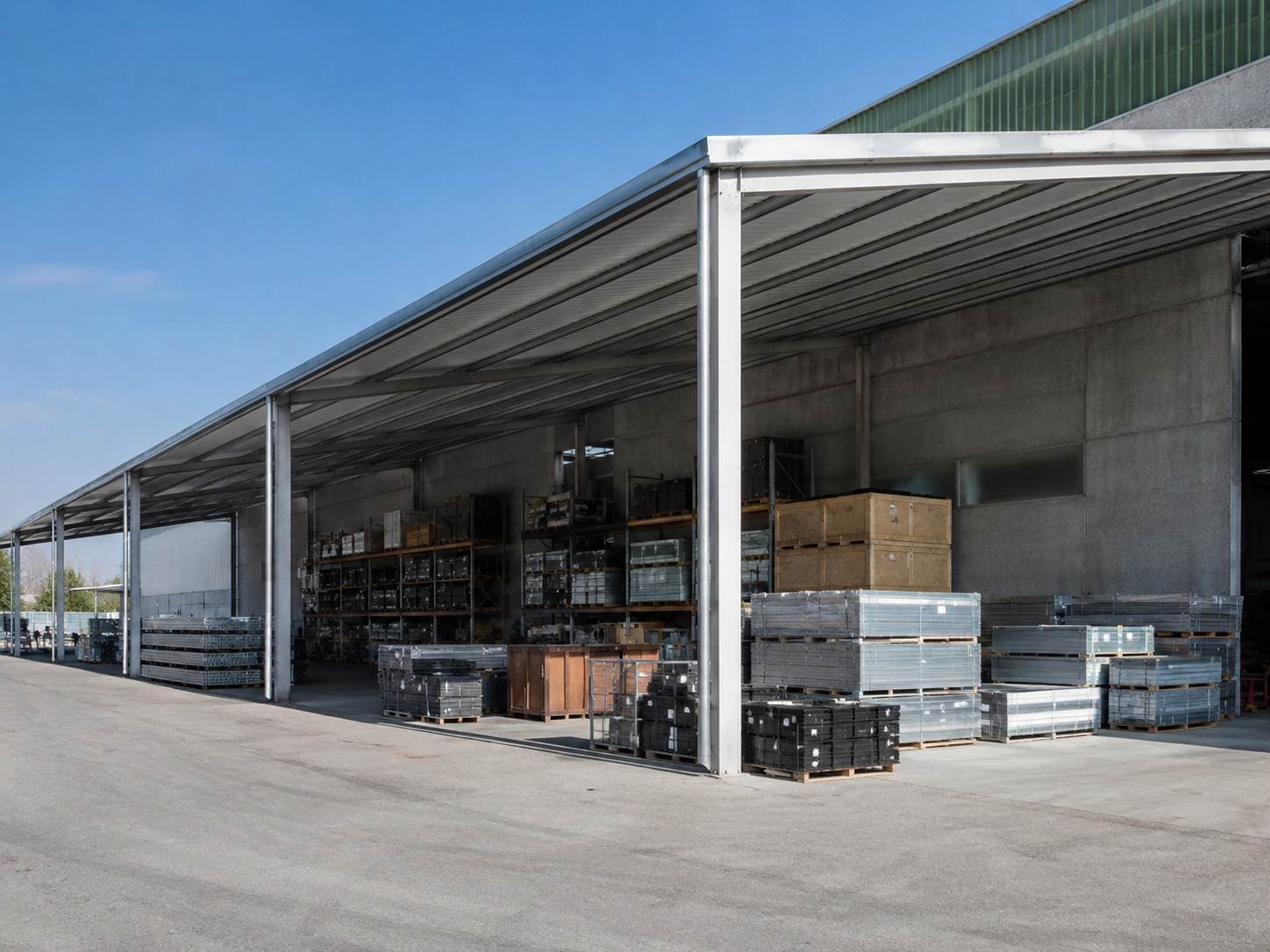 Coperture per reparti produttivi esterni e zone di appoggio materiali