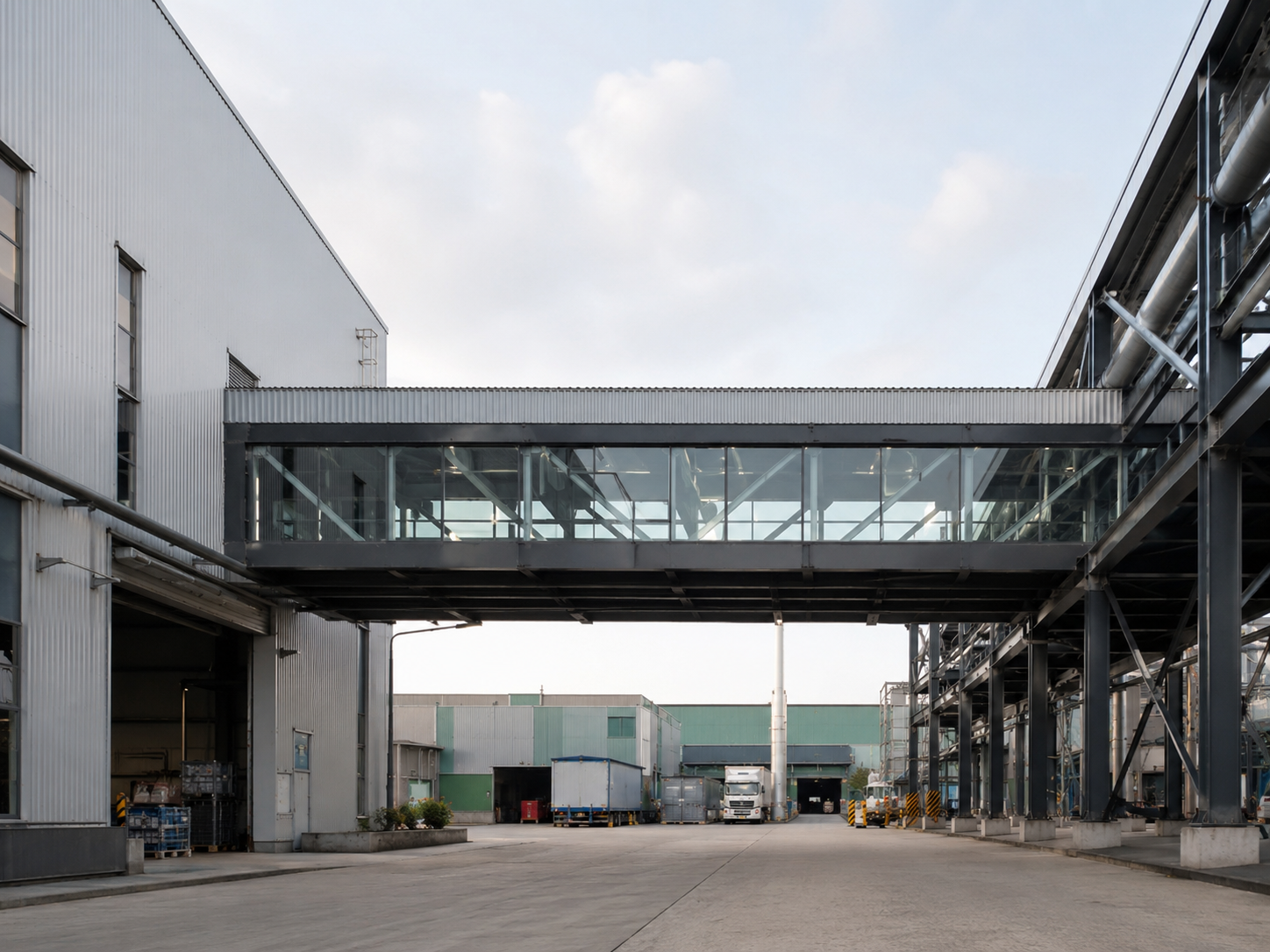 Tunnel di collegamento industriali per reparti, magazzini e produzione