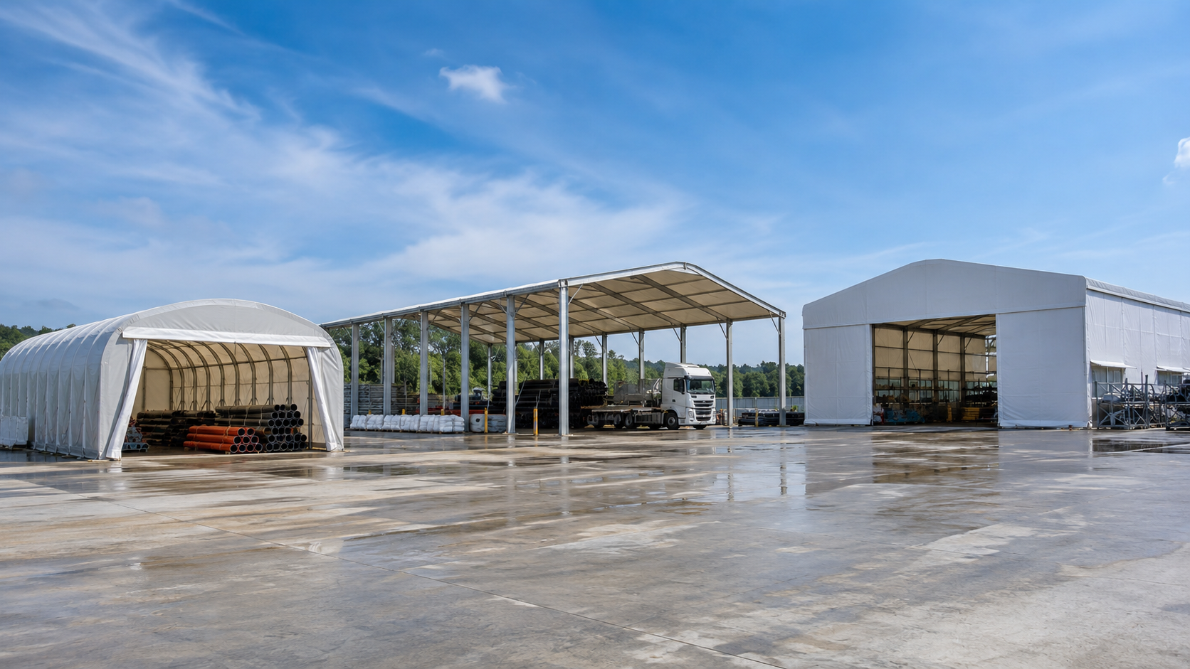 Coperture mobili industriali: differenze tra tunnel, tettoie e capannoni in PVC